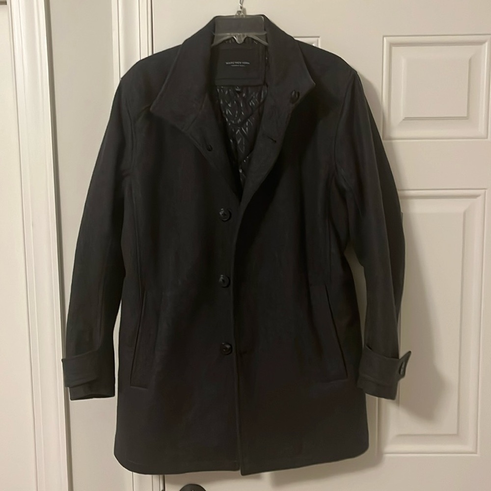 Marc New York Morningside Wool Blend Car Coat - Charcoal Gray - Large